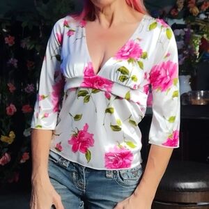 Beautiful Silky-like Floral Print Blouse